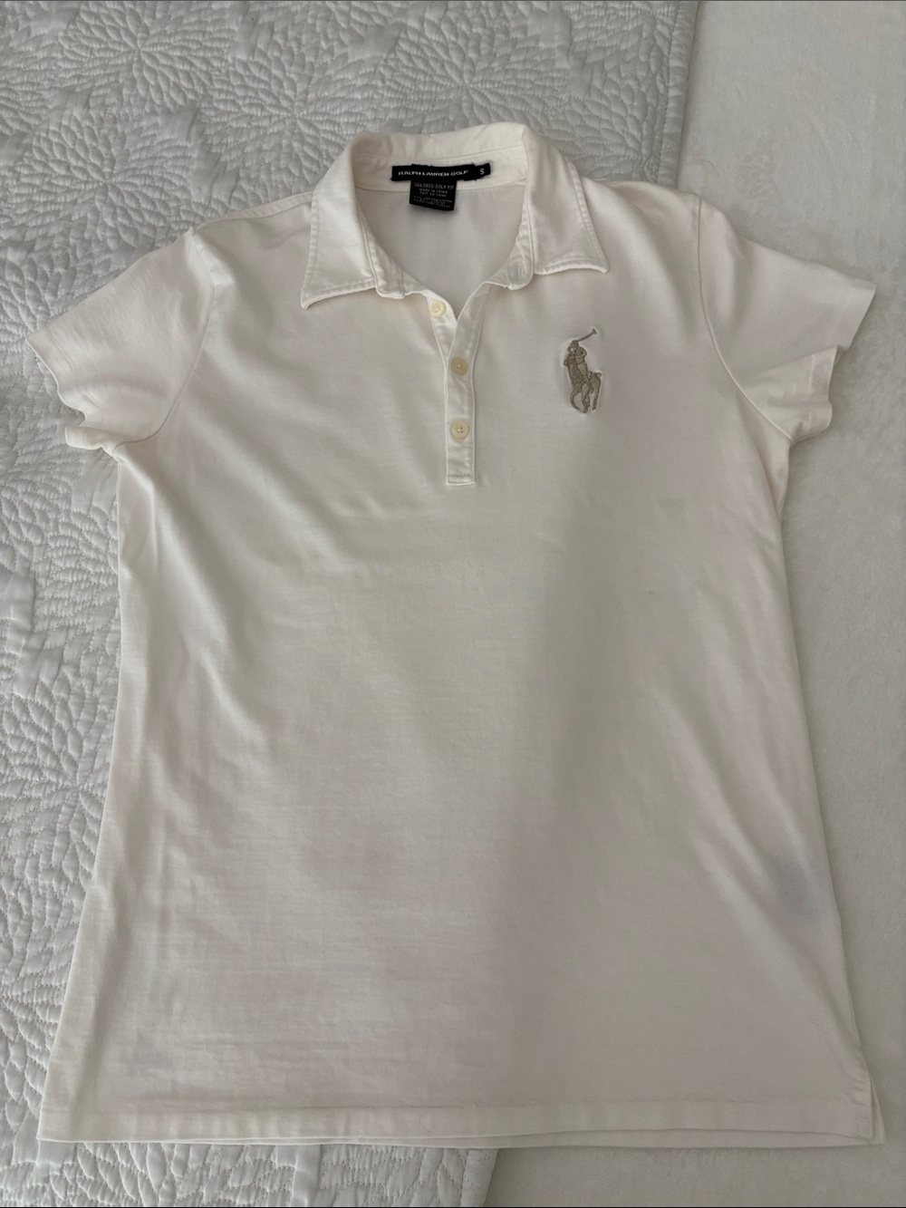 Ralph Lauren Golf White Polo with Metallic Silver Cable-Zip Vest Sz S - Picture 3 of 10